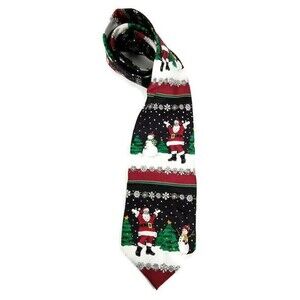 Holidays Christmas Santa Snowman Tree Snowflakes Mens Tie  RN51093 58 in x 4 in